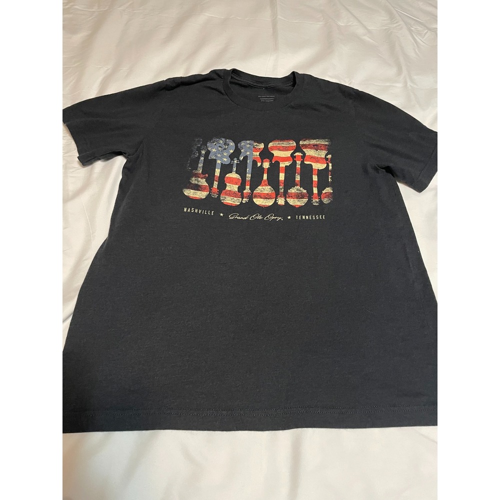 Grand Ole Opry Nashville Tennessee American Flag Instrument T-Shirt Gray Large